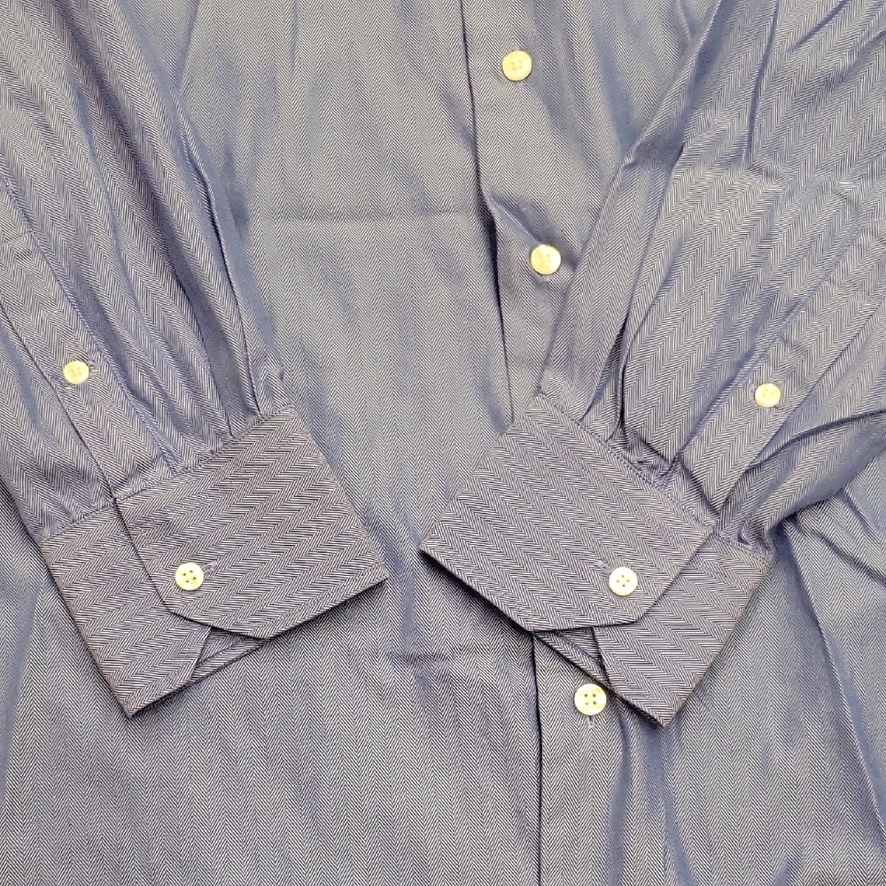 John W. Nordstrom Classic Indigo Button-Down 100% Egyptian Cotton Shirt, 17/35 - Picture 9 of 13